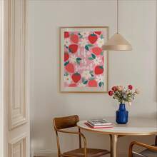 1pc Frameless Red Strawberry & White Floral Pattern Art Print, "Life Is Sweet" Quote, Vintage Cottagecore Whimsical Poster For Kitchen, Bedroom, Dorm Decor, Room Decor, Gift, Back To School - Strawberry - View 5