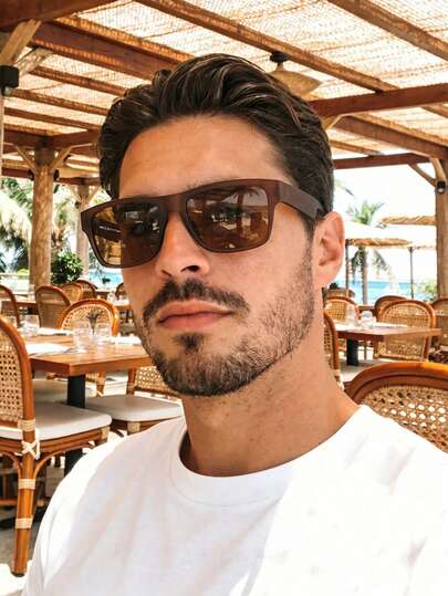 Polarized Sunglasses, Retro Rectangular Brown Fashion Glasses, Classic Design For Outdoor Sports, Cycling, Travel, Beach, Driving, Fishing, Summer UV Protection