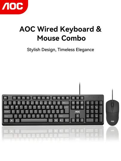  The AOC Keyboard And Mouse Combo Boasts A Minimalist Design For An Elegant Office Look. Its Ergonomic Design Ensures Comfortable Use, And The Durable ABS Material Contributes To Its Longevity.