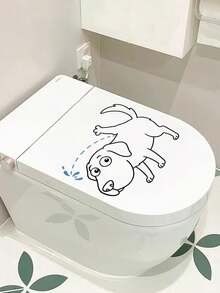 1张趣味调皮小狗玻璃贴纸，搞笑动物线条艺术马桶座贴纸 - 33580-調皮狗子 - 查看 6