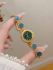 Este reloj de cuarzo de estilo vintage y redondo para mujeres es elegante y de moda, adecuado para uso diario, regalos de cumpleaños, reuniones casuales y fiestas. - Multicolor - Ver 10