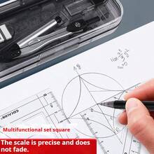 8pcs Transparent Plastic Geometric Compass And Ruler Set - Drawing Tool Kit, Suitable For School And Art Projects, School Supplies, Back To School Essential - Multicolor - View 4