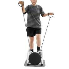 Stair Stepper Machine With Seat Twist Board And Resistance Bands Black White Home Cardio Leg Waist Workout - Black, White - View 3