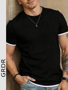 GRDR Men's Classic Crew Neck Short Sleeve T-Shirt, Fashionable Minimalist Commuting Versatile - Black - View 5