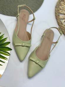 Women's Comfortable Slingback Flat Shoe Milli Pointed Toe With Bow - Modern Casual - 薄荷綠 - 查看 4