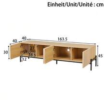 Moderner TV-Schrank,TV-Lowboard, 4 Türen Aufbewahrung,Geometrisches Design, 3D-Textur,Modernes Wohnzimmer Möbel - Natural - View 4