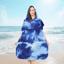 Microfiber Beach Cloak Hooded Towel, Quick Dry Absorbent Swimwear - Royal Blue - View 11