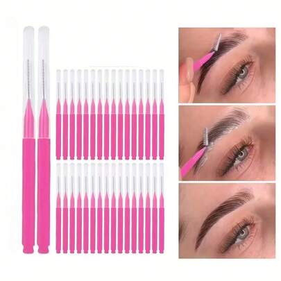 20/50/100pcs Mini Disposable Eyebrow Brushes, Bendable Tiny Mascara Brush Heads Makeup Tools, Eyelash Filling Brow Lifting Dyeing Extension Brushes