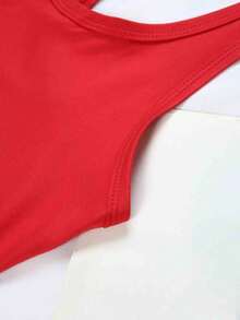 Disney Authorized A Y2K Fashion Sleeveless Tank Vest T-Shirt With Mickey Mouse Universe Print, Cool Summer T-Shirt, Sleeveless Tank Vest T-Shirt, Round Neck Casual Shirt, Spring And Summer, Women's Wear, Multi-Size And Multi-Color Optional. - Red - View 4