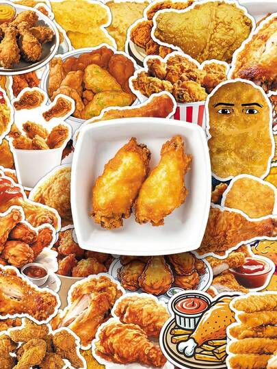 50Pcs Funny Smiling Food Meme Stickers Funny Chicken Nugget Stickers Meme Stickers Fruit Face Stickers Spoof Graffiti Decal Meme Gifts Vinly Waterproof Stickers For Water Bottle, Guitar, Luggage, Phone, Case, Laptop, Skateboard, Gift