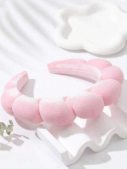 1 Pc Velvet Headband For Skin Care, Makeup, Hairstyling, Perfect For Back To School