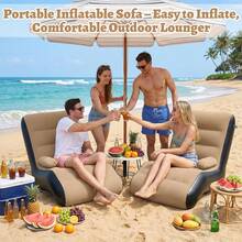 Portable Outdoor Camping Inflatable Sofa, Adult Inflatable Sofa With Armrests, Waterproof Suede PVC Material Indoor Inflatable Lounge Chair, Portable Inflatable Chair Suitable For Movie Nights, Outdoor Parties And Beaches - Brown - View 10