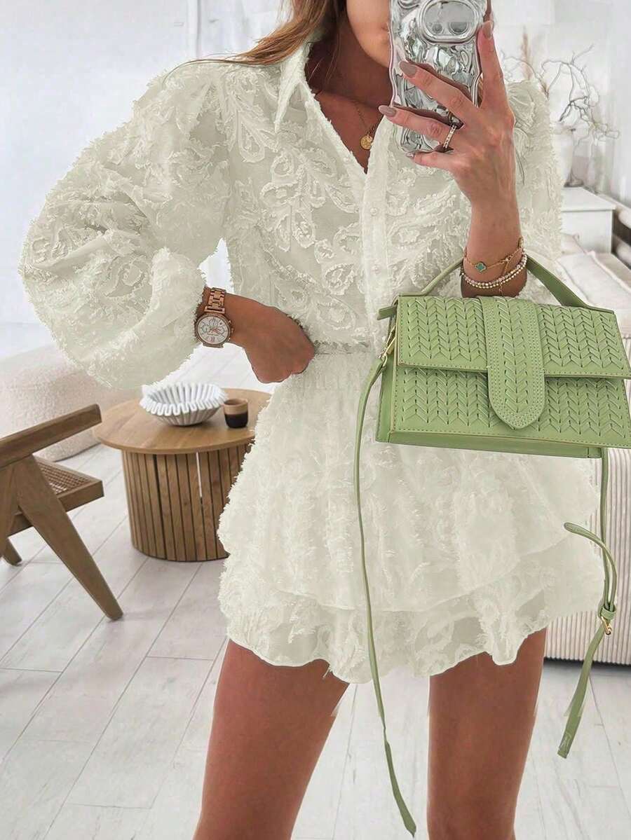 Conjunto de 2 piezas elegante y de moda para mujer de SUNSTORY, conjunto casual y elegante minimalista y soñador para tomar el té de la tarde y el brunch, estilo callejero al aire libre, ropa de verano, atuendo elegante para mujer, ropa casual para mujer, ropa de estilo Y2K, ropa de primavera y verano - Albaricoque - Ver 1