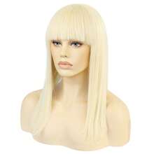 Light Blonde Straight Bob Wig With Bangs, K-Pop Style, High Quality Wigs For Ladies & Cosplay Enthusiasts - Champagne - View 6
