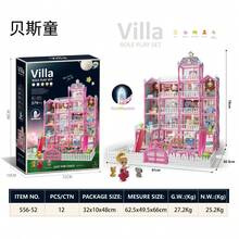 1件套高端DIY组装套装，适合作为儿童礼物、儿童派对玩具、益智手工、公主梦幻娃娃屋 | 四层粉色别墅，含家具和娃娃 | 创意角色扮演玩具，适合学校、儿童，适合生日/儿童节/万圣节/圣诞节，也可作为儿童礼物赠送 - 彩色 - 查看 2