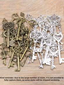 30克/包 随机钥匙吊坠饰品，电镀合金首饰制作配件（各种钥匙款式随机发货） - 彩色 - 查看 14