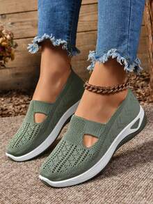 Women's Orthopedic Comfort Slip-On Sneakers - With Arch Support And Skin-Friendly Foam, All-Day Lightweight Walking Shoes, Non-Slip PVC Sole - Suitable For Nurses, Teachers, Standing And Running Errands, Orthopedic Shoes, Exquisite Pressure-Relieving Design, Beautiful Embroidery, Soft Cushioning, Suitable For Long-Term Standing Work Shoes, Casual Women's Shoes - màu xanh lá - Xem 4