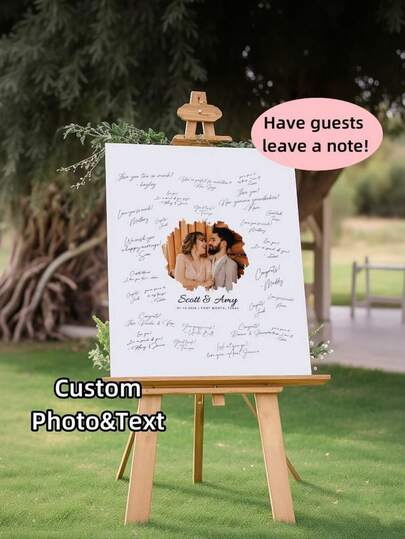 1 bảng/poster ký tên cưới tùy chỉnh ảnh, kiểu dáng tối giản hiện đại, thay thế chữ ký khách mời đám cưới, trang trí đám cưới, tác phẩm nghệ thuật cá nhân hóa, poster tùy chỉnh, tạo không khí ấm áp cho đám cưới.