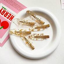 6pcs Fashionable Charm Girlish Seamless Surfboard Hair Clips, Acrylic Bangs Clamps, Minimalist Design, Damage-Free Hair Clips - Multicolor - View 6