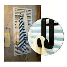 1/3pcs Towel Rack Hooks, Radiator Mounted Hanger Clips, No Drilling Strap Hooks For Hanging Towels & Clothes, Multifunctional Drying Rack, Suitable For Bathroom, Kitchen, Laundry Room Storage, Space Saving Home Decor, Dorm Essential, Housewarming Gift, Spring Home & Back To School Necessity - Black - View 3