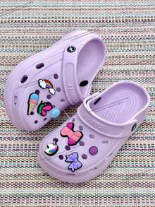 Children's Platform Crogs Shoes With Random Pendant - Lightweight And Comfortable, Odorless, 100% EVA - 紫丁香色 - 查看 1