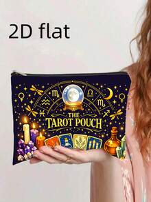 1个塔罗水晶蜡烛魔法组合化妆包，可折叠大容量化妆袋，带拉链，生日或毕业礼物，旅行包，双面印花 - 彩色 - 查看 7