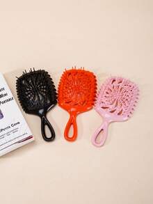 1 件装迷你便携蓬松造型风形空心梳高颜值美发梳解结梳 - 彩色 - 查看 9