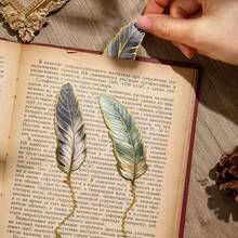 1pc Elegant Feather Design Metal Bookmark, Stationery Gift, School Supplies, Back To School Season - Multicolor - View 4