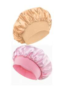 2个装真丝睡帽，女士双层缎面内衬，柔软弹力带，适合卷发睡眠 - 2pcs - 查看 5