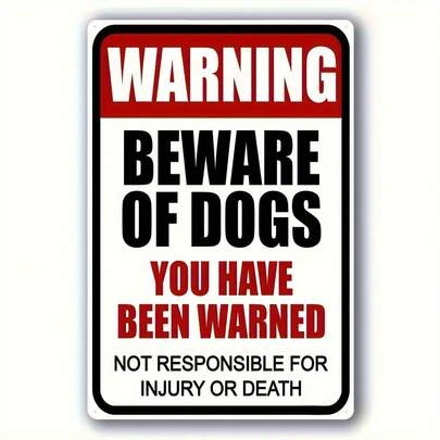 1pc Vintage "Caution: Dog" Warning Sign - 8" X 12" Country Style Iron Metal Plaque, With Striking Red And Black Text, Suitable For Indoor And Outdoor Use, Great For Home, Garden And Commercial Spaces - No Electricity Required