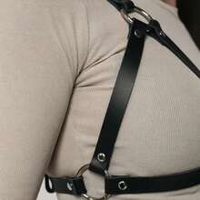 哥特朋克束身胸衣，可调节PU皮革胸带，Y2K风格束腰带及节日服饰配饰 - 彩色 - 查看 3