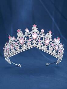 1pc Elegant Baroque Style Bridal Luxury Crystal Crown, Wedding Party Performance Tiara Headpiece - Multicolor - View 10