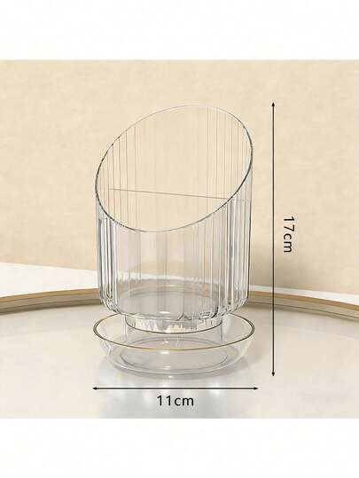 Makeup Brush Holder With Transparent Divider, Suitable For Vanity, Pencil And Lipstick Storage, Also Can Be Used As Pen Holder In Office
