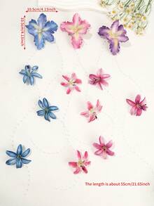 1pc 3D Flower Hair Clip, Pearl Chain Tassel, Fresh Floral Style, Suitable For Beach Vacation And Daily Wear - Multicolor - View 7