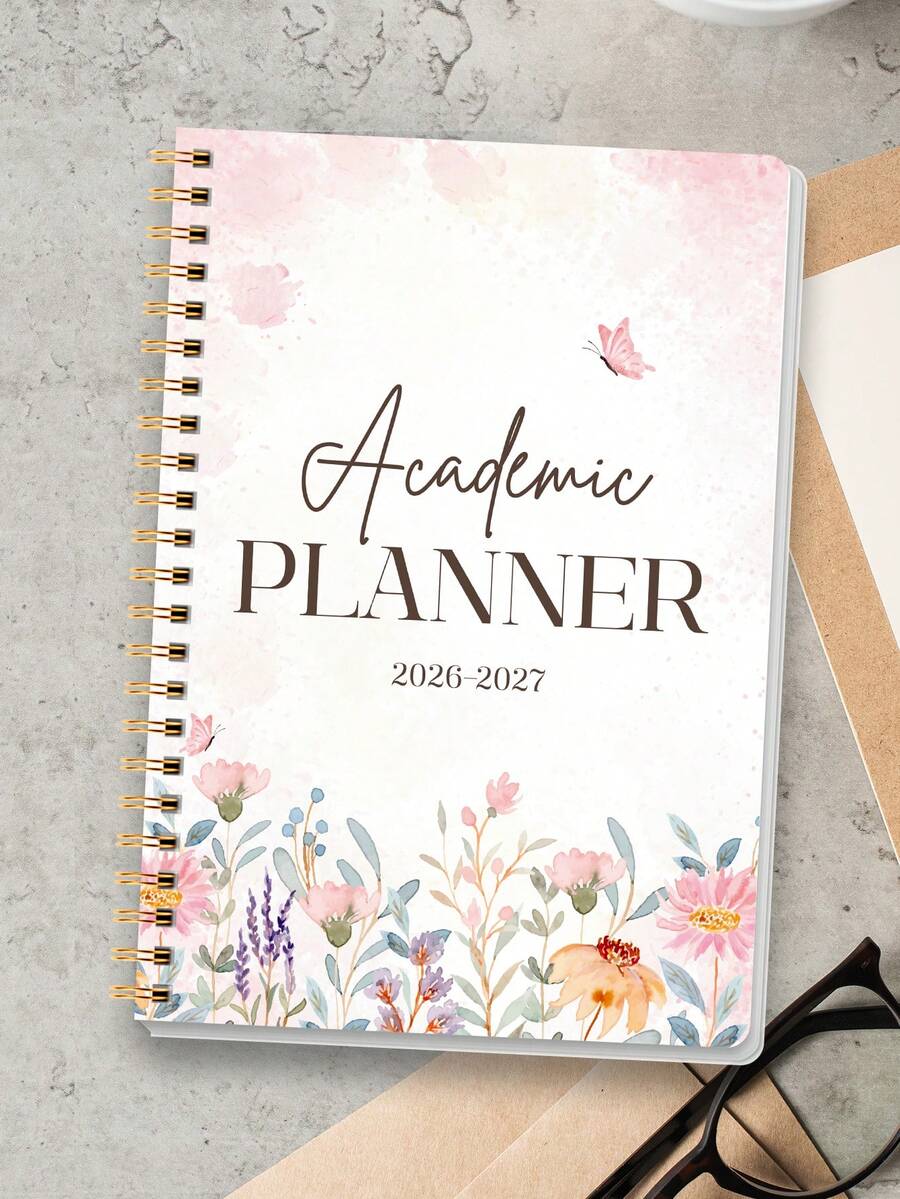 Trees 2026–2027 Planner Weekly & Monthly, 24-Month 2026 Monthly Calendar Planner, Includes Monthly Overviews, Weekly Pages & Notes,Perfect 2026 Planner For Work, School & Personal,Office Desk Accessories - Pink - View 1