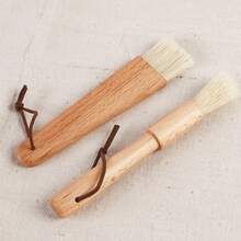 1pc Barbecue Brush, Oil Brush, Beechwood Bristle Brush, Round Pastry Brush, Wooden Handle Bread & Cake Baking Brush - Multicolor - View 6