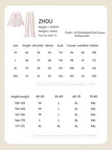 2pcs Disney Marie Cat Print Cotton Long Sleeve Pajama Set For Women, Spring/Summer - Baby Pink - View 7