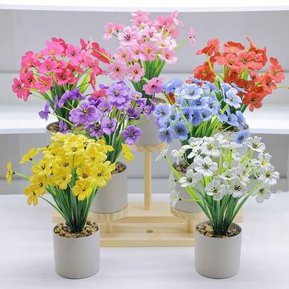 Doraeyun 3pcs Artificial Violet Potted Plants - 26CM/10.23inch Fake Floral, Indoor Decor, Desktop Placement, Suitable For Home, Office, Desk Decoration, Outdoor Greenery For All Seasons, Applicable For Various Rooms And Occasions Like Father's Day, Mother's Day, Graduation Ceremony