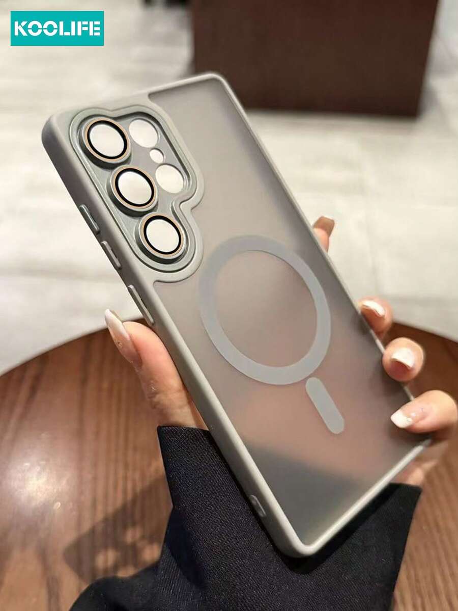 Koolife Soft Touch Magnetic Phone Case, Full Coverage Lens Protector, PC+TPU Material, Independent Buttons, Drop-Proof And Anti-Slip Phone Case, Compatible With Galaxy S22/S22 Plus/S22 Ultra - Titanium Gray - View 1