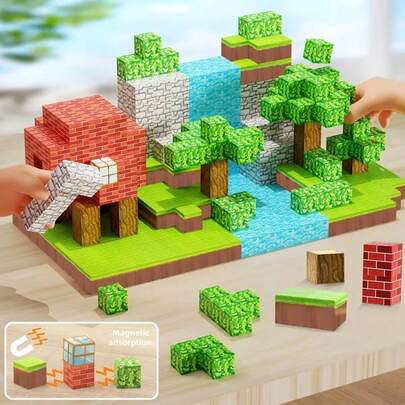 Magnetic Building Blocks, Magnetic Cubes Toy, Sensory STEM Toy, Magnetic Blocks Starter Set - Develop STEM Skills, Inspire Creativity, Enhance Problem-Solving Ability, Sensory Gift, Travel & Outdoor Game (Random Color)