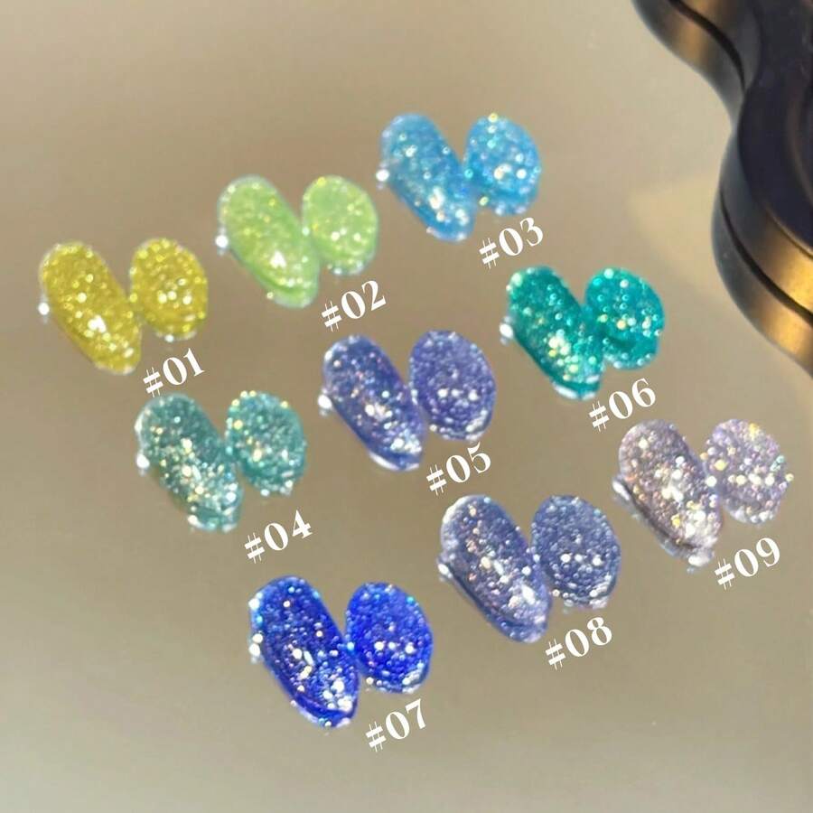 MIANEL 12ml Icy Blue Glitter Gel Nail Polish, 2026 New Arrival Super Shiny Nail Polish In Blue, White, Green, Red Colors, UV Gel Nail Polish Suitable For Spring, Valentine's Day, Professional Salon Use