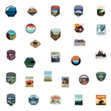 100 Pieces National Park Waterproof Vinyl Travel Sticker Decals Outdoor Adventure Hiking Nature Camping Wilderness Stickers For Water Bottle Laptop Car Bumper Luggage Phone Case Bike Park Theme - Bộ sưu tập nhãn dán công viên quốc gia gồm 100 chiếc. - Xem 3
