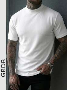 GRDR 男士夏季短袖高领T恤，适合户外休闲穿着 - 白色 - 查看 1