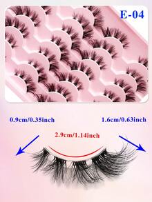 ENCHUW 14 Pairs Transparent Band Fluffy Natural Curly Lightweight Short False Eyelashes, 3D Realistic Invisible Eyelash Set - Black - View 2