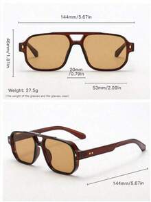 1pc Men's Classic Square Double-Bridge Minimalist Stylish Fashion Fashion Glasses (Suitable Driving, Travel, Casual, Vacation, Outdoor, Sports, Daily Use)2026 - 深茶架茶葉 - 查看 2