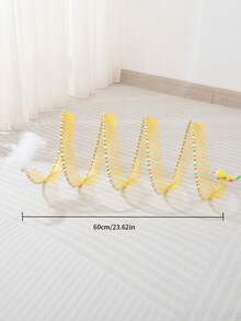 1个可折叠猫隧道玩具，带铃铛和羽毛，猫咪互动娱乐玩具 - 彩色 - 查看 11