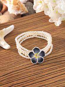 Bohemian Style Crystal & Seed Bead Bracelet, Layered Daisy Flower Design For Women - Multicolor - View 11