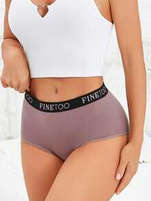 FINETOO 4条装撞色纯棉高腰三角裤，女士基本款内裤 - 彩色 - 查看 6