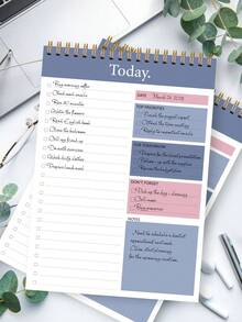 Trees 1本365天每日计划本，B5尺寸，无日期待办事项清单整理笔记本，带复选框，可用于任务、优先级和笔记，桌面日程本，适用于工作、家庭、学校，办公桌配件，女士礼物 - 藍色 - 查看 2