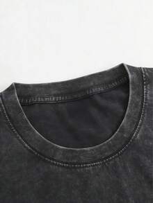 Vintage Black Graphic Tee With Colorful Heart Patch And Elaborate Skull Design Stylish Edgy Casual Wear For Streetwear Enthusiasts - 黑色 - 查看 4
